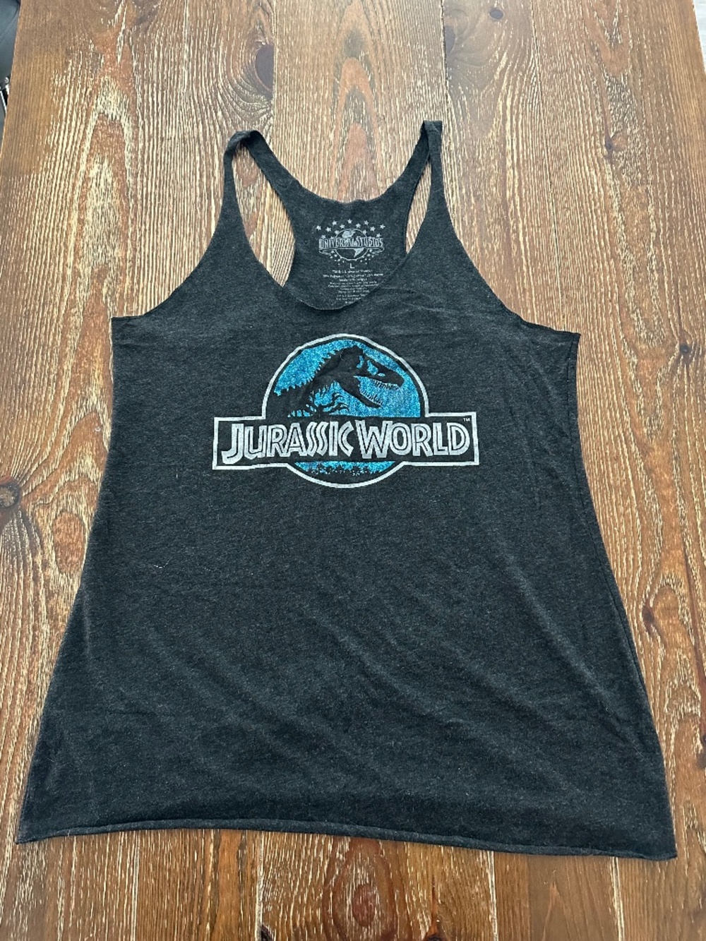 Universal Studios Jurassic World Gray Glitter Tank Top Size Large